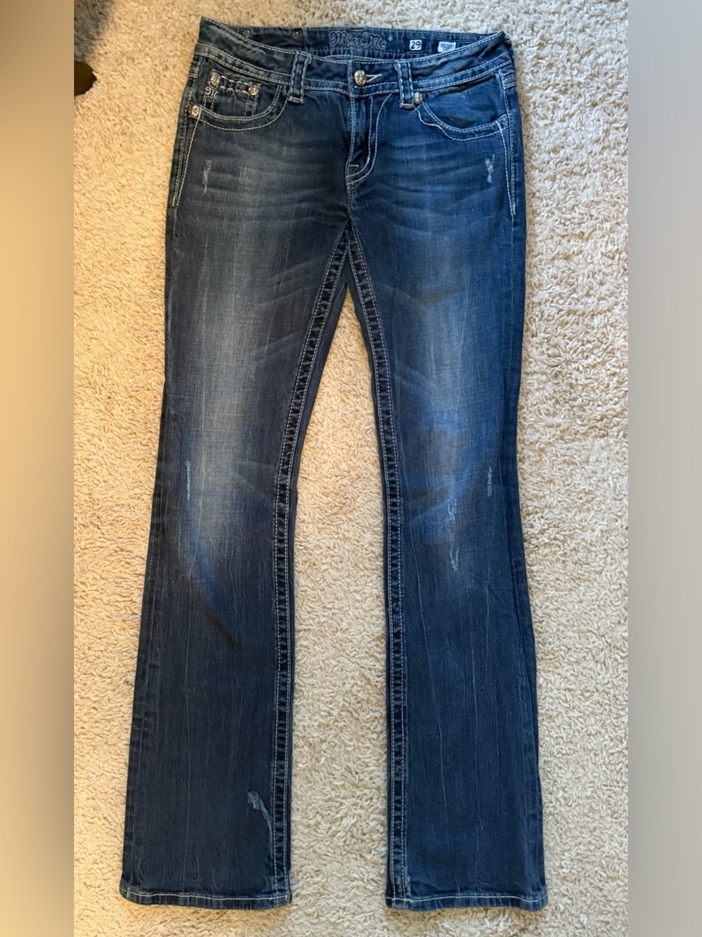 Miss Me Dark Blue Jeans with Silver Stud Accents Size 29